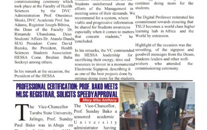PROFESSIONAL CERTIFICATION: PROF. BAKO MEETS MLSC REGISTRAR, SOLICITS SPEADY APPROVAL
