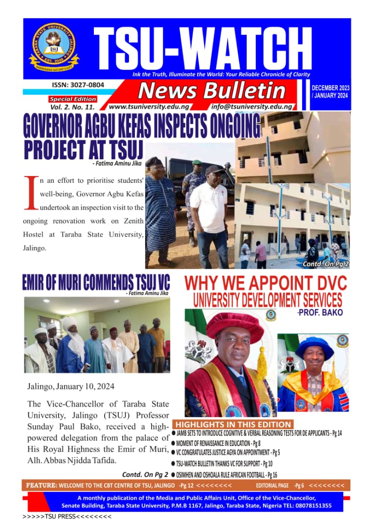 December 2023/January 2024 edition of the TSU-WATCH NEWSPAPER